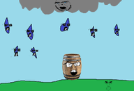 barrel blue_background glasses grass incomprehensible_woahjack objectsoy open_mouth outside rain raining series:objakt soyjak subvariant:doctos variant:chudjak variant:feraljak // 1113x762 // 146.7KB