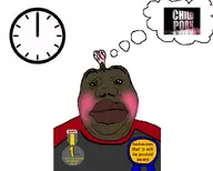 'p 1_year_on_bald_men_with_glasses_website award badge black_skin blush clock closed_mouth double_chin eyebrow eyebrows eyelashes fat grey_shirt lips nose obese p red_shirt retarded small_brain subvariant:hunky_twink_sex_machine thought_bubble variant:alicia // 1000x800 // 415.7KB
