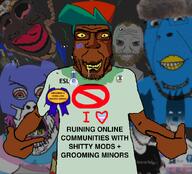 award badge black_background bloodshot_eyes coomer discord flag:transgender_pride_flag fnf_pedo furfag furry hanging jakparty_soy jartycuck rope shadow shitskin slopjak smile subvariant:chudplier subvariant:jartycuck tranny twitter variant:chudjak variant:cobson variant:markiplier_soyjak variant:shirtjak variant:soyak variant:wojak wojak zoomer_hair // 618x559 // 346.6KB