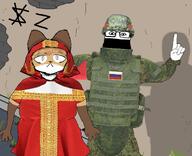animal anthro averi clothes fox furry hmofa meta:tagme military military_uniform subvariant:neutralplier turban variant:markiplier_soyjak z_(russian_symbol) // 1200x977 // 960.9KB