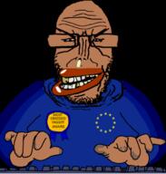 award beard black_background brown_skin computer crying european european_union fingers flag flag:european_union glasses half_open_mouth hand keyboard most_obsessed_faggot_award mutt ominous poop red_eyes shitskin smug star_(symbol) subvariant:euromutt sweater typing variant:markiplier_soyjak // 665x698 // 182.7KB