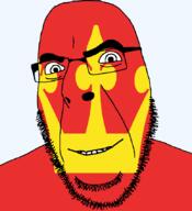angry county crown flag flag:vestfold glasses hair looking_to_the_left norway smile soyjak stubble teeth thick_eyebrows transparent_background variant:cobson vestfold // 775x849 // 37.6KB