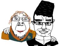 brown_hair chokha chud_troon_alliance closed_mouth clothes eyelashes friendship georgia glasses hair hand hat mustache papakhi russia smile soyjak stubble subvariant:chudjak_front tranny variant:bernd variant:chudjak // 799x621 // 279.8KB