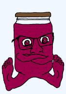 arm crossed_arms foot full_body glasses jam jar leg looking_at_you no_stubble nose red sitting subvariant:condiment transparent_background variant:feraljak wrinkles // 600x846 // 34.8KB
