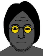 eyebrows forehead_lines glasses hair mouth_closed nose soot soot_colors soyjak soyjak_party stubble variant:lennonjak // 194x255 // 12.5KB