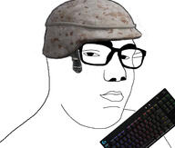 closed_mouth glasses helmet keyboard soyjak variant:unknown warrior // 1354x1150 // 176.4KB