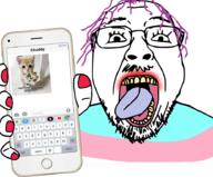 animal antialiased app_store beard bouquet button carpet cat chud drywall ext=png eyelashes finger flower glasses google_maps gums hair holding_object holding_phone imessage iphone itunes keyboard knuckles looking_at_you meme message mustache nails nose open_mouth painted_nails phone phone_case plant pole purple_hair safe_edgy screen showing_something stubble teeth text texting tongue tranny transgender_flag transparent variant:bernd wall youtube // 921x763 // 414.3KB