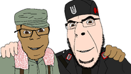2soyjaks belt brown_eyes brown_skin cambodia cap clothes croatia epaulettes eyebrows glasses hand hat hugging independent_state_of_croatia kampuchea khmer_rouge looking_at_you military military_uniform ndh no_more_brother_wars nose pink_skin scarf series:trios_&_duos smile stubble teeth uniform ustasha ustashism variant:cobson variant:feraljak white_background white_skin wrinkles // 1920x1080 // 128.6KB