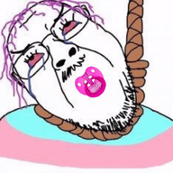 age_regression anhero animated babyjak bloodshot_eyes crying flag glasses hanging pacifier purple_hair rope smug soyjak stubble tranny transgender_flag variant:bernd // 600x600 // 2.1MB