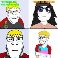 4soyjaks comic happy lesbian nate neutral panel smile smug soyjak stubble subvariant:neutralplier that_one_fucking_picture_of_nate_being_a_smug_little_bastard tranny transgender_flag variant:feraljak variant:markiplier_soyjak variant:soyak variant:soytan // 3072x3072 // 1.6MB