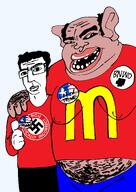 amerimutt artist:supernigga black_eyes black_sclera bnwo donald_trump fat hairy happy i_voted nas:amerimutt pol_(4chan) thumbs_up variant:chudjak // 1453x2048 // 204.3KB