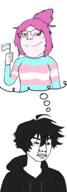 blush chud closed_mouth glasses hair holding_flag holding_object hoodie pink_hair smile subvariant:soylita thought_bubble tranny transgender_flag twinkjak variant:chudjak variant:gapejak // 560x1600 // 321.1KB