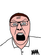 angry avgn clothes glasses hair james_rolfe open_mouth pen pocket soyjak teeth variant:feraljak_front // 900x1200 // 131.6KB