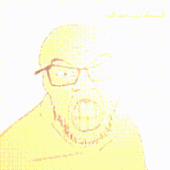 angry animated bald capcut ear ext=gif eyebrows fire glasses lightning meta:ai_generated meta:tagme nose orange_skin singing stubble teeth text variant:feraljak wombo_ai // 200x200 // 2.9MB