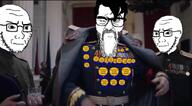 3soyjaks award concerned death_of_stalin epaulettes gigachad glasses irl_background jacket medal military military_uniform posted_it_again_award smile soyjak stubble subvariant:soyak_(irritated) variant:gigajak variant:soyak // 828x456 // 534.4KB
