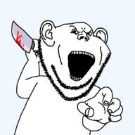 arm blood hand holding_knife holding_object knife open_mouth soyjak stubble variant:impish_soyak_ears // 1080x1080 // 33.1KB