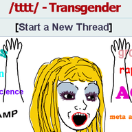 animated arm female groomer hair hand hands_up lgbt_(4chan) makeup open_mouth soyjak subvariant:female_soyak text tranny variant:soyak wojak yellow_hair // 720x500 // 294.0KB