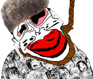 ahegao airpods anime big_lips broccoli_hair brown_hair closed_mouth glasses hanging hoodie red_lips rope subvariant:jartycuck subvariant:patrick variant:chudjak white_background white_skin zoomer // 460x393 // 170.8KB