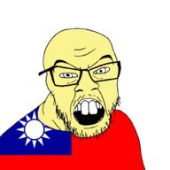 clothes country flag glasses open_mouth small_eyes soyjak stubble taiwan variant:feraljak yellow_skin // 1500x1500 // 41.6KB
