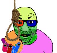 clothes colorful glasses hand perro_hold rope soyjak stubble suicide variant:el_perro_rabioso // 430x400 // 110.7KB
