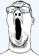 aliased angry closed_eyes ear glasses hair mustache open_mouth soyjak stubble template variant:reaction_soyjak // 456x662 // 14.1KB