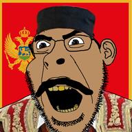 angry bird clothes country cross ear flag flag:montenegro glasses hat montenegro mustache open_mouth reichsadler soyjak stubble variant:cobson // 721x720 // 265.8KB