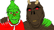 christmas glasses green_skin grinch hair krampus monster no_more_brother_wars red_eyes red_shirt the_grinch variant:cobson variant:feraljak // 1920x1080 // 456.4KB