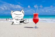 beach crab cup deformed dog drinking_straw ear glasses irl_background open_mouth soyjak variant:soyak water // 640x426 // 304.7KB