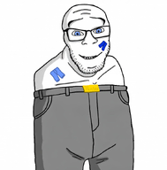 blue_eyes blue_pants eyebrows glasses gray_pants meta:self_insert pants_(user) stubble teeth text variant:feraljak white_background white_skin wrinkles // 847x862 // 301.7KB