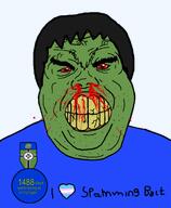 amphibian angry badge blood bloodshot_eyes clothes dark_hair fat flag:kekistan flag:transgender_pride_flag frog frognigger green_skin hair i_trans_heart nas:pepe pepe_the_frog seething subvariant:hunky_twink_sex_machine text thick_eyebrows transparent_background variant:alicia vein wrinkles yellow_teeth // 1080x1314 // 406.2KB