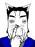 animal_ears bloodshot_eyes booger cat_ear clothes eyebags eyebrows hair hand meta:namefags moistpepper_(user) picking_nose subvariant:chudplier variant:chudjak variant:markiplier_soyjak whisker // 600x800 // 34.6KB
