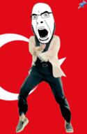 animated country dance flag flag:turkiye full_body gangnam_style glasses irl open_mouth push_pin soyjak sticky stubble turkiye variant:cobson // 300x460 // 287.7KB
