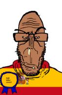 angry award beard brown_skin bull cow crying european flag flag:spain glasses killer mutt red_eyes soyjak spain subvariant:euromutt sweater variant:markiplier_soyjak // 591x900 // 48.6KB