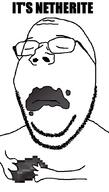 arm closed_eyes closed_mouth eating glasses hand holding_object its_over minecraft netherite soyjak stubble subvariant:wholesome_soyjak text user=quoog variant:gapejak // 600x1053 // 50.5KB