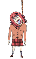 ack anime bloodshot_eyes dead full_body gabriel_dropout hand leg looking_up noose open_mouth ornament red_hair rope satania shading shoe skirt sock teeth tongue torso tranime_girl transparent_background variant:bernd yellow_teeth // 841x1354 // 37.5KB