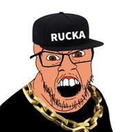 angry brown_eyes cap chain clothes glasses hat jews open_mouth rucka_rucka_ali soyjak stubble variant:feraljak white_skin // 1500x1500 // 772.7KB