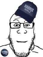 clothes grin hat kamala_harris pins tim_walz variant:markiplier_soyjak walz // 600x800 // 140.3KB