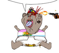 blood bulgaria bulgy diaper grey_skin gun piss poop propeller_hat queen_of_spades speech_bubble subvariant:kranos subvariant:pissbaby transgender_flag variant:impish_soyak_ears // 2733x2455 // 1.2MB