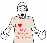 arm clothes ear glasses hand heart i_love open_mouth pointing soyjak stubble text tshirt variant:shirtjak // 1194x1080 // 100.3KB