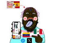 blush boylover_symbol brown_skin chud flag flag:mexico flag:spain flag:transgender_pride_flag flag:venezuela glasses hand holding_object holding_phone latinx lipstick looking_at_you meme mexico open_mouth pedophile phone pointing purple_hair rent_free safe_edgy showing_something soyjak spain stubble subvariant:gapejak_front teeth template tranny twitter_checkmark variant:chudjak variant:gapejak venezuela xitter // 1200x900 // 175.3KB