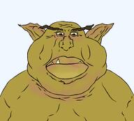 closed_mouth eyebrows fat full_head goblin green_skin looking_at_you meta:barely_a_soyjak obese pointy_ears red_eyes sharp_teeth subvariant:el_goblino subvariant:meximutt_front2 transparent_background variant:meximutt wrinkles // 1501x1358 // 353.3KB