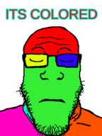 closed_eyes color colorful glasses its_over stubble subvariant:colorjak subvariant:neutralplier text variant:markiplier_soyjak // 600x800 // 45.1KB