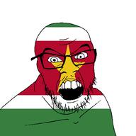 angry country flag glasses jacksepticeye looking_at_you mustache open_mouth soyjak stubble suriname teeth variant:feraljak youtube // 1500x1500 // 24.5KB