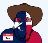 closed_mouth clothes cowboy_hat ethan_ralph glasses hat killstream looking_at_you smile soyjak stubble tex_(user) texas theralphretort transparent_background variant:ralphjak // 819x721 // 21.6KB