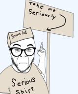 closed_mouth glasses holding_object serious serious_hat sign soyjak stubble variant:abortion_lover // 794x960 // 26.0KB