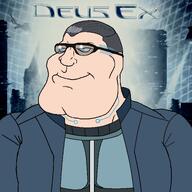blue_eyes body_armor cyberpunk cyborg deus_ex glasses hair jc_denton muscular_male subvariant:mexiaryan sunglasses trenchcoat variant:meximutt video_game // 2048x2048 // 1.1MB