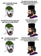 beard cap christianity clothes cross crying deity easter easter_bunny eostre glasses hat heathenry laurel mesopotamia nordic_chad open_mouth paganism persia religion soyjak varg_vikernes variant:soyak white_skin // 720x973 // 75.4KB