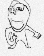 deformed distorted full_body glasses pointing pointing_up smile soyjak stubble subvariant:wholesome_soyjak variant:gapejak // 369x464 // 18.9KB