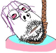 ack beard bloodshot_eyes closed_mouth dead flag:transgender_pride_flag glasses hanging purple_hair red_eyes soyjak stubble subvariant:scholar template tranny variant:gapejak yellow_teeth ywnbaw // 853x808 // 407.1KB