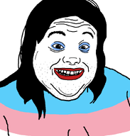 flag:transgender_pride_flag flag_shirt hair happy long_hair looking_at_you makeup open_mouth red_lips smile soyjak stubble subvariant:alicia2 teeth template tranny transgender_flag transparent_background variant:alicia white_skin // 808x849 // 20.0KB